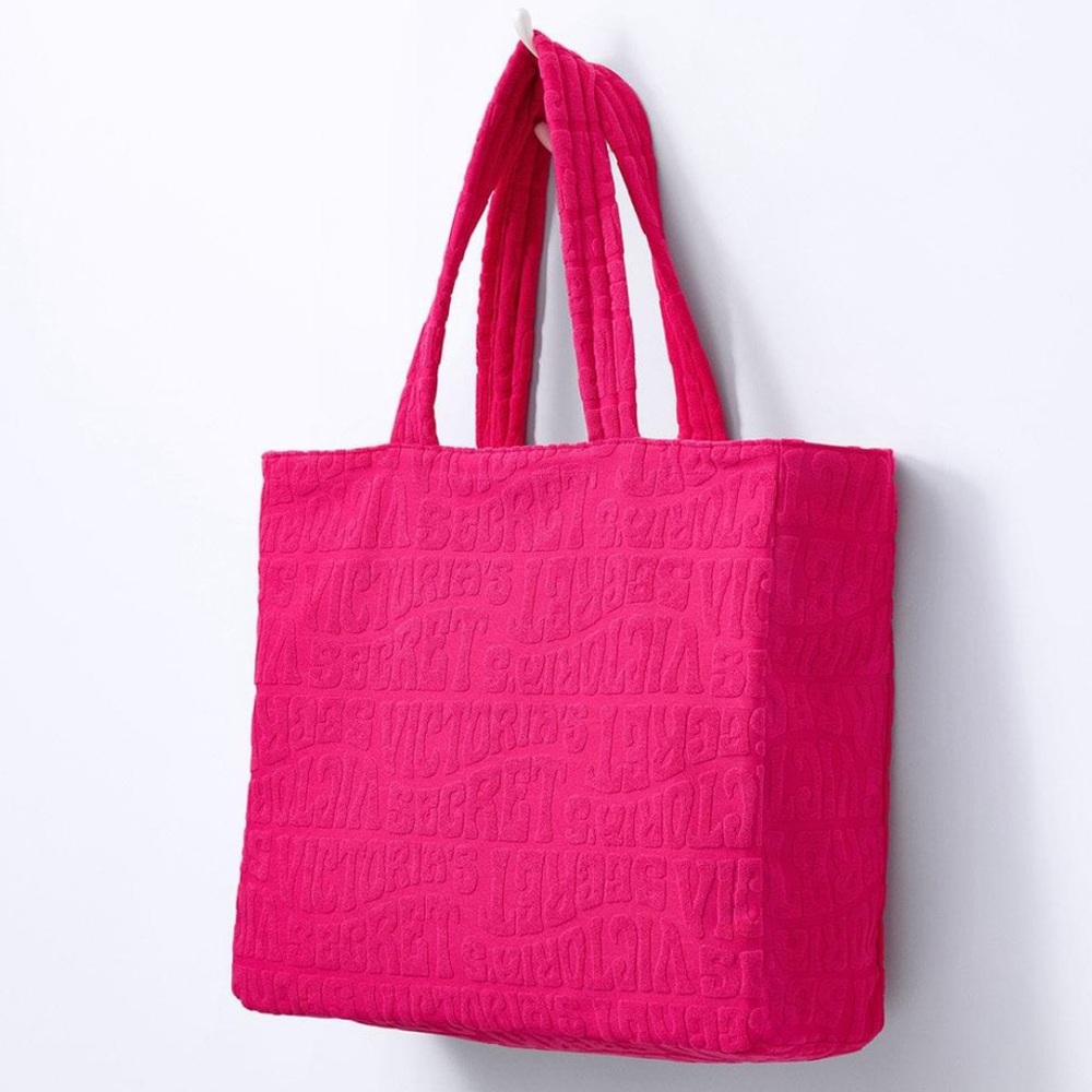 NWT Victoria’s Secret Terrycloth Hot Pink Beach Tote Soft Bag Beach Bag